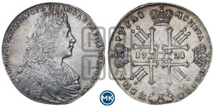 1 рубль 1728 года (голова внутри надписи, со звездой на плаще)