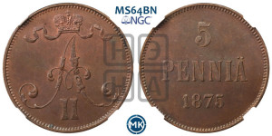 5 пенни 1875 года