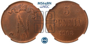 5 пенни 1908 года