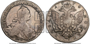 1 рубль 1774 года СПБ/ѲЛ ( СПБ, без шарфа на шее)