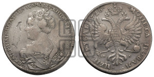 1 рубль 1726 года СП-Б (Портрет влево, Петербургский тип, знак двора СПБ под орлом)