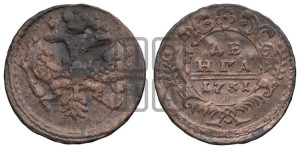 Денга 1731 года (крест державы простой)