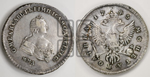 Полтина 1745 года ММД (ММД под портретом)