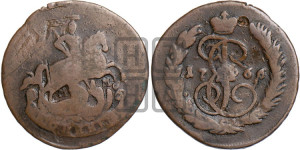 1 копейка 1766 года ММ (ММ или без букв, Красный  монетный двор)