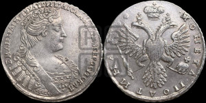 Полтина 1733 года (голова смещена влево)