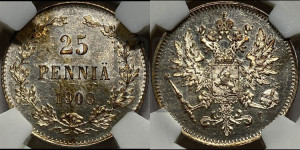 25 пенни 1909 года L
