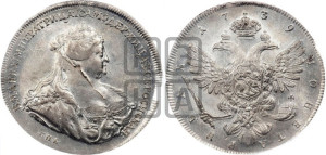 1 рубль 1739 года СПБ (петербургский тип, портрет 1740 года СПБ, розетка на груди и плече)