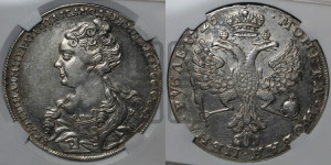 1 рубль 1726 года (Портрет влево, Московский тип, хвост орла узкий)