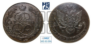 5 копеек 1781 года КМ (КМ, Сузунский монетный двор)