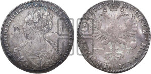 1 рубль 1725 года СП-Б (Портрет влево, Петербургский тип, знак двора СПБ под орлом)