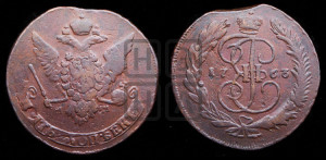 5 копеек 1763 года ММ (ММ, Красный  монетный двор)