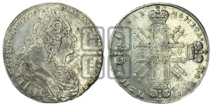 1 рубль 1727 года (московский тип, гурт надпись)
