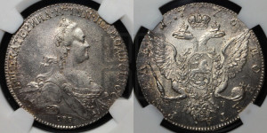 1 рубль 1776 года СПБ/ЯЧ ( СПБ, без шарфа на шее)