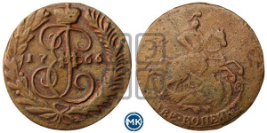 2 копейки 1766 года ММ (ММ, Красный  монетный двор)