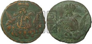 Копейка 1755 года (с орлом в облаках, гурт “МОСКОВСКОГО МАНЕТНОГО ДВОРА”)