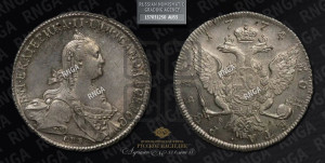 1 рубль 1774 года СПБ/ѲЛ ( СПБ, без шарфа на шее)