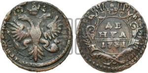Денга 1731 года (крест державы узорчатый)