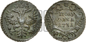 Полушка 1731 года (крест державы простой)