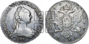 1 рубль 1757 года СПБ / Я I (СПБ, портрет работы Дасье)