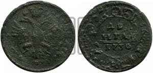 Денга 1730 года (крест державы узорчатый)
