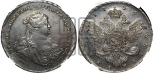 1 рубль 1739 года СПБ (петербургский тип, портрет 1740 года СПБ, розетка на груди и плече)