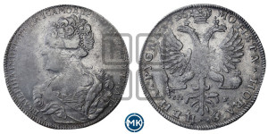 1 рубль 1726 года СП-Б (Портрет влево, Петербургский тип, знак двора СПБ под орлом)