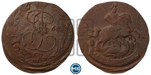 2 копейки 1765 года ЕМ (ЕМ, Екатеринбургский монетный двор)
