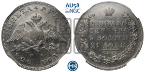 1 рубль 1829 года СПБ/НГ (Орел с опущенными крыльями)