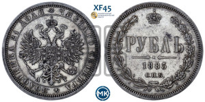 1 рубль 1885 года СПБ/АГ (орел 1859 года СПБ/АГ)