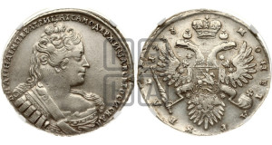 1 рубль 1733 года (без броши на груди, разновидности не отмеченные редкостью)