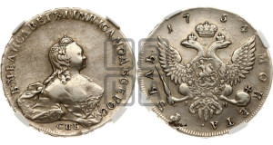 1 рубль 1754 года СПБ / I M (СПБ, портрет работы Скотта)