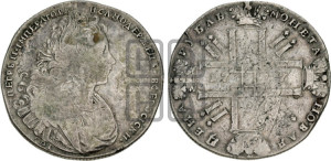 1 рубль 1727 года СПБ (петербургский тип, гурт шнуровидный, СПБ под портретом)