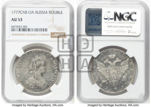 1 рубль 1777 года СПБ/ѲЛ (новый тип)