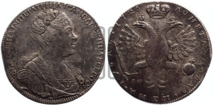 1 рубль 1726 года СП-Б (Портрет вправо, Петербургский тип, знак двора СПБ под орлом)