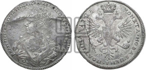 Полтина 1726 года СП-Б (Портрет влево, бюст разделяет надпись)