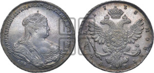 1 рубль 1738 года СПБ (петербургский тип, СПБ под рукавом)