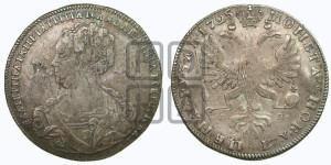 1 рубль 1725 года СП-Б (Портрет влево, Петербургский тип, знак двора СПБ под орлом)