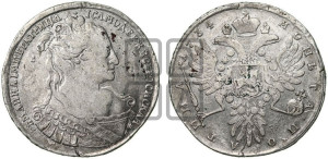 Полтина 1734 года (особый портрет, корона разделяет надпись)