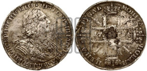 1 рубль 1724 года СПБ (“Солнечник”, портрет в латах, СПБ под портретом, с пряжкой на плаще)