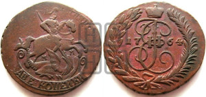 2 копейки 1764 года ММ (ММ, Красный  монетный двор)