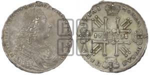 1 рубль 1728 года (голова внутри надписи, со звездой на плаще)