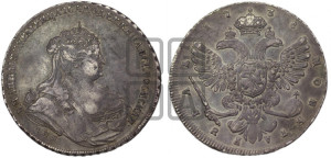 1 рубль 1738 года СПБ (петербургский тип, СПБ под рукавом)