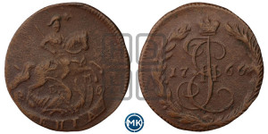 Денга 1766 года ЕМ (ЕМ, Екатеринбургский монетный двор)