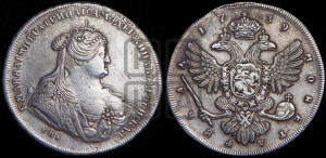 1 рубль 1739 года СПБ (петербургский тип, портрет 1740 года СПБ, розетка на груди и плече)