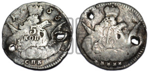 5 копеек 1755 года СПБ (кружок большого формата)