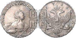 1 рубль 1755 года СПБ / Я I (СПБ, портрет работы Скотта)