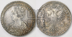 1 рубль 1725 года СПБ СП-Б (Портрет влево, Петербургский тип, СПБ на лицевой, в начале круговой надписи, и на оборотной сторонах)