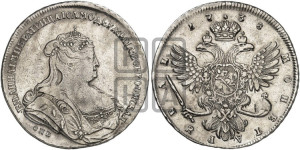 1 рубль 1738 года СПБ (петербургский тип, СПБ под рукавом)