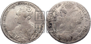 1 рубль 1725 года СПБ (Портрет влево, Петербургский тип, СПБ в начале круговой надписи лицевой стороны)