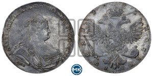 1 рубль 1738 года СПБ (петербургский тип, СПБ под рукавом)